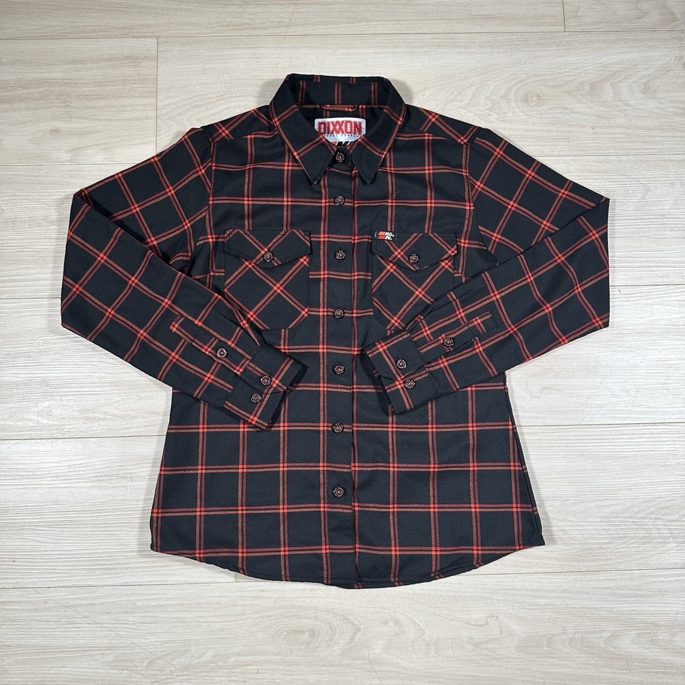 Dixxon Flannel Co K&N Womens Medium Red Black Plaid Long Sleeve Button Up Shirt
